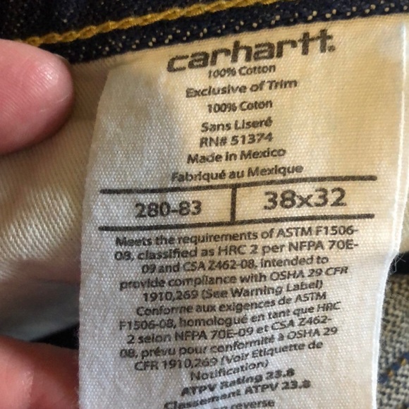 New Mens Jeans Carhartt Denim Straight Leg Blue Jeans Men’s Size 38X32 - Picture 10 of 13